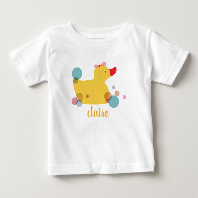 Camiseta Para Bebê Aniversário do Pato Amarelo Bonito (Frente)