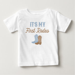 Camiseta Para Bebê Aniversário do Primeiro Rodeo Cowboy