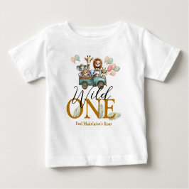 Camiseta Para Bebê Aniversário do Safari Wild One 