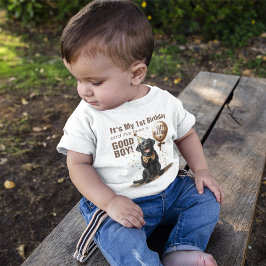 Camiseta Para Bebê Aniversário Feliz Lab Negro Homenageado Personaliz