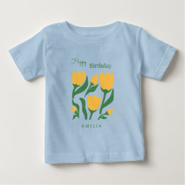 Camiseta Para Bebê Aniversário Floral Escandinavo Personalizado