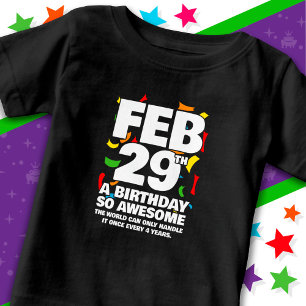 Camiseta Para Bebê Aniversário Incrível 2024 Leap Day Leap Year 29 de