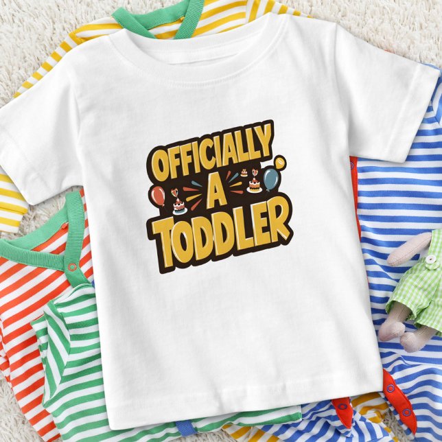 Camiseta Para Bebê Aniversário "Oficialmente um Toddler" (Criador carregado)