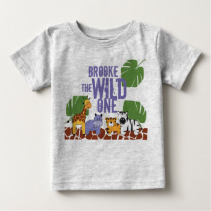 Camiseta Para Bebê Aniversário Personalizado da WILD ONE Safari