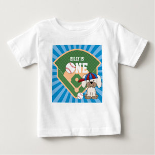 Camiseta Para Bebê Aniversário Personalizado de 1 Ano do Cachorrinho