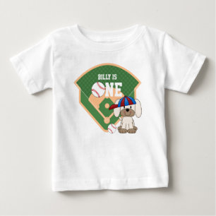 Camiseta Para Bebê Aniversário Personalizado de 1 Ano do Cachorrinho