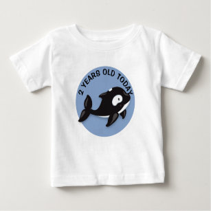 Camiseta Para Bebê Aniversário personalizado de baleia branca e negra