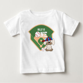 Camiseta Para Bebê Aniversário Personalizado de Basebol Fofinho do Ca