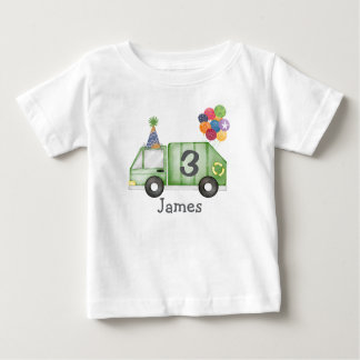 Camiseta Para Bebê Aniversário Personalizado do Caminhão de Lixo para