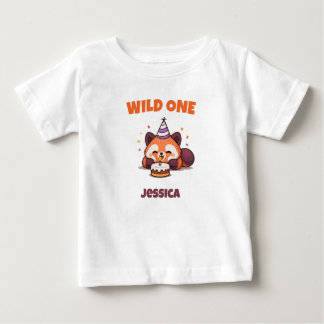 Camiseta Para Bebê Aniversário Personalizado do Primeiro Ano do Panda