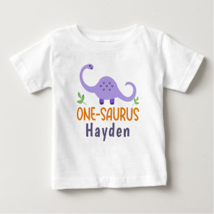 Camiseta Para Bebê Aniversário personalizável do dinossauro monossaur