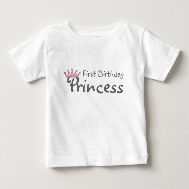 Camiseta Para Bebê Aniversário Princesa Coroa (Frente)