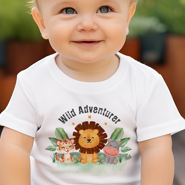Camiseta Para Bebê Aniversário Selvagem Selvagem Safari (Criador carregado)