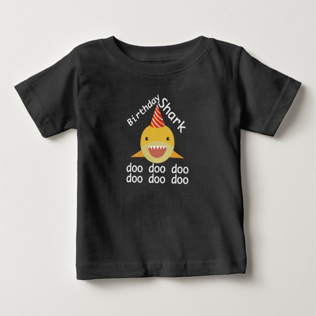 Camiseta Para Bebê Aniversário Tubarão Doo Doo Doo (Frente)