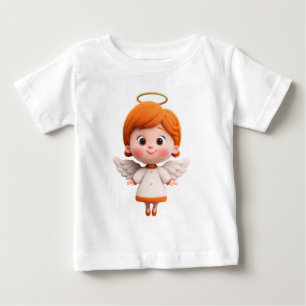 Camiseta Para Bebê Anjo Bebê – Anjo de Desenho Animado Fofo com Auréo