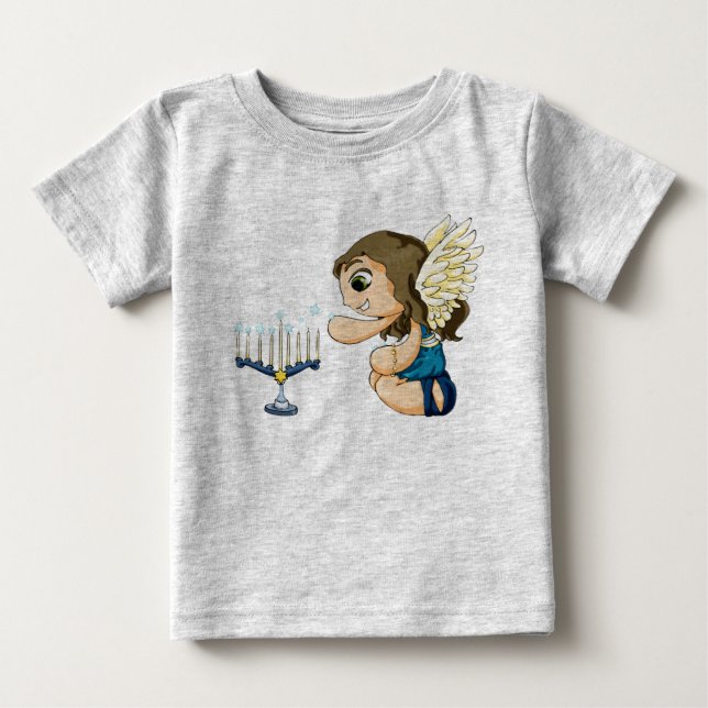 Camiseta Para Bebê Anjo de Menorah (Frente)