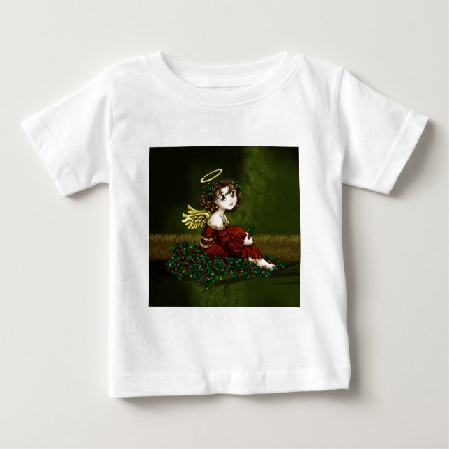 Camiseta Para Bebê Anjo do azevinho (Frente)