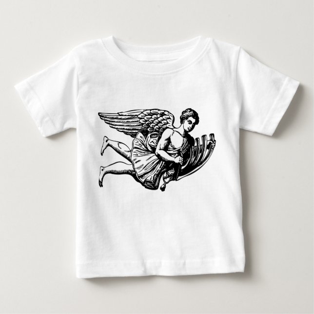Camiseta Para Bebê Anjo Musical Voador (Frente)