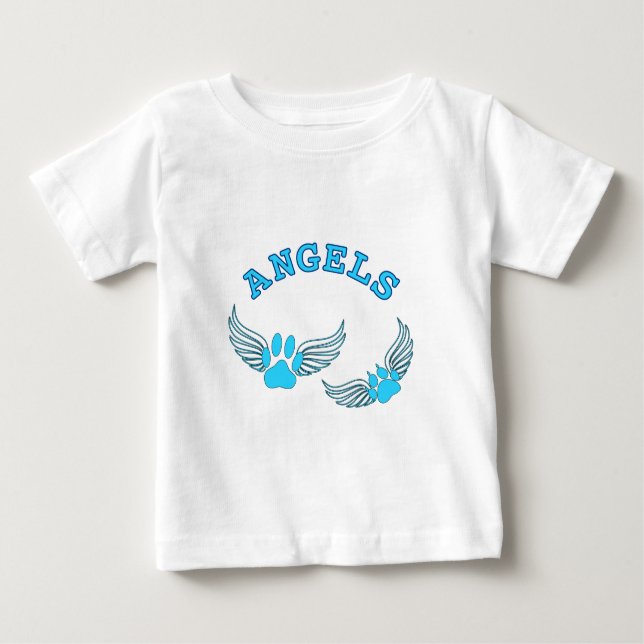 Camiseta Para Bebê Anjo Pet Pws De Azul (Frente)