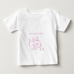 Camiseta Para Bebê Ano cor-de-rosa do coelho - ano novo chinês