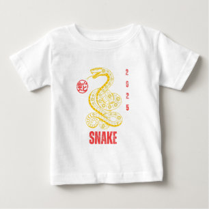 Camiseta Para Bebê Ano da Serpente 2025 ouro