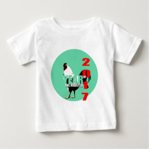 Camiseta Para Bebê Ano de Rooster 2017 no Círculo Verde tee 1
