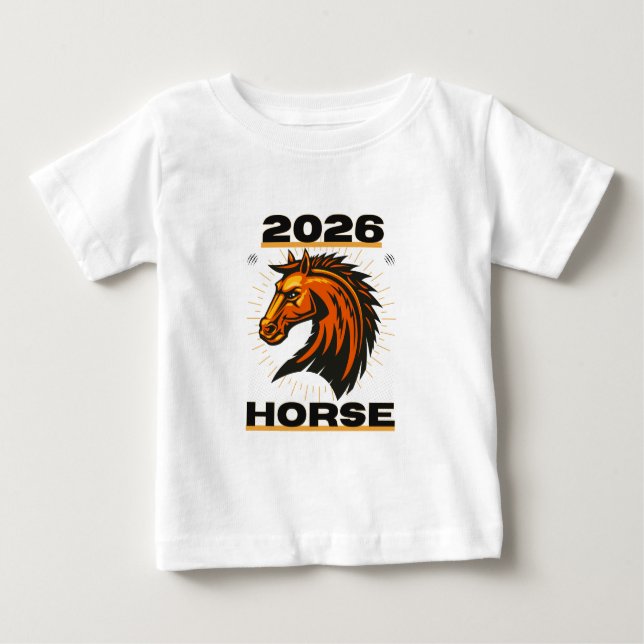 Camiseta Para Bebê Ano do Cavalo 2026 (Frente)