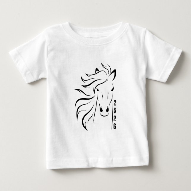 Camiseta Para Bebê Ano do Cavalo 2026 (Frente)