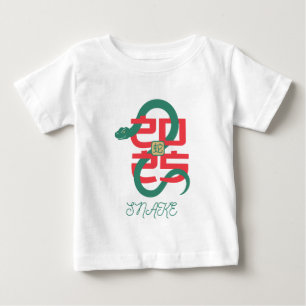 Camiseta Para Bebê Ano do Cobra 2025 verde