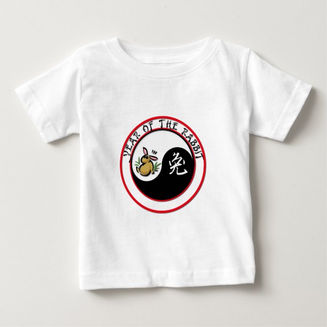 Camiseta Para Bebê Ano do Coelho - yinyang (Frente)