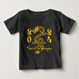 Camiseta Para Bebê Ano do Dragão Dourado