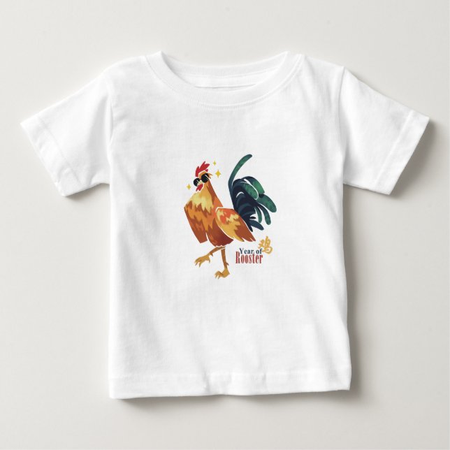 Camiseta Para Bebê Ano do galo, Toddler Ruffle Tee (Frente)