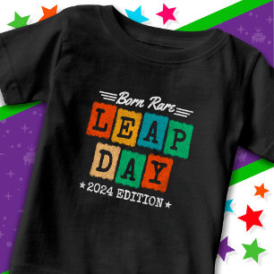 Camiseta Para Bebê Ano Leap 2024 Nascer Rare 2024 Dia do Salto Aniver