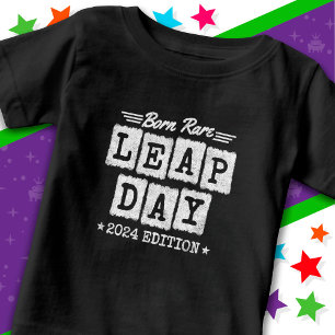Camiseta Para Bebê Ano Leap 2024 Nascer Rare 2024 Dia do Salto Aniver