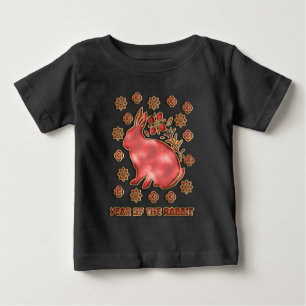 Camiseta Para Bebê Ano Novo Lunar Chinês do Coelho Red Gold 2023