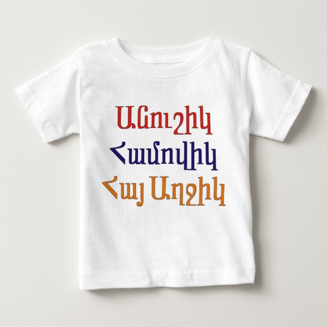 Camiseta Para Bebê Anoushig Hamovig Hye Aghchig (Frente)