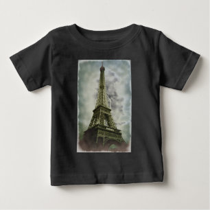 Camiseta Para Bebê Antigo efeito fotográfico Torre Eiffel Paris
