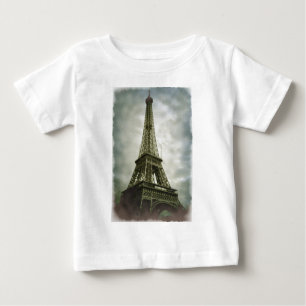 Camiseta Para Bebê Antigo efeito fotográfico Torre Eiffel Paris