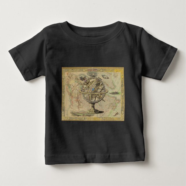 Camiseta Para Bebê Antigo Mapa da América Britânica Explorar Urso Pol (Frente)