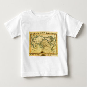 Camiseta Para Bebê Antigo Mapa Mundial Antiquado