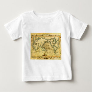 Camiseta Para Bebê Antigo Mapa Mundial Antiquado