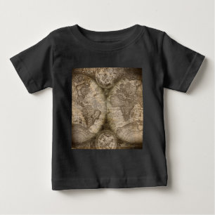 Camiseta Para Bebê Antigos Continentes de Mapa do Atlas do Velho Mund