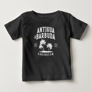 Camiseta Para Bebê Antigua e Barbuda Palmeira do Caribe