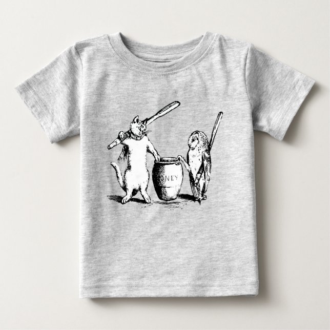 Camiseta Para Bebê Antique Coruja e Pussycat (Frente)