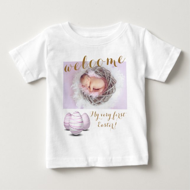 Camiseta Para Bebê Anunciação do Bebê Fotográfico de Boas-vindas aos  (Frente)