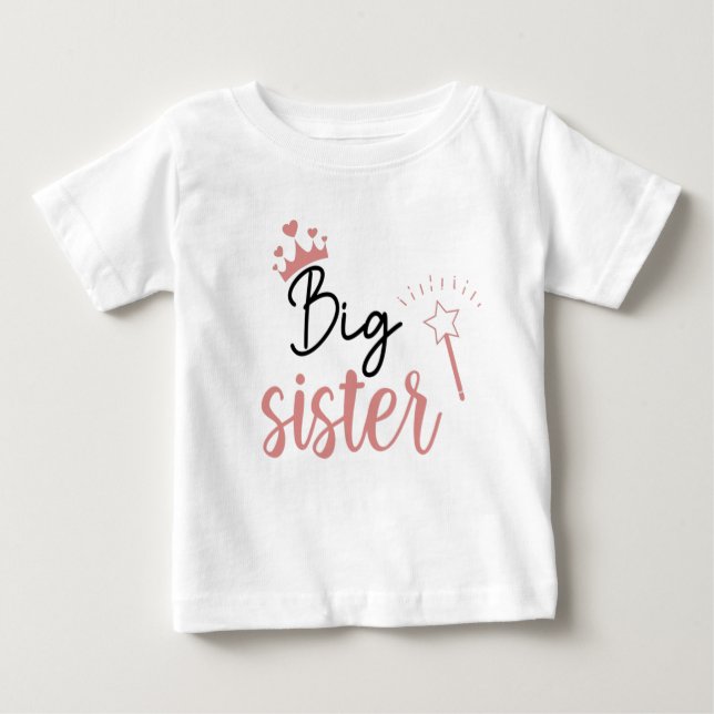 Camiseta Para Bebê Anúncio de chegada do Big Sister Baby (Frente)