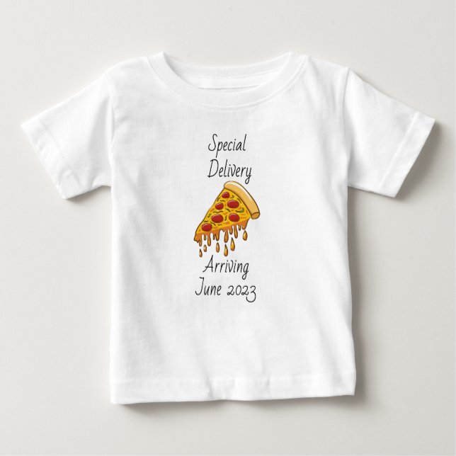 Camiseta Para Bebê Anúncio de entrega especial Pizza Baby (Frente)