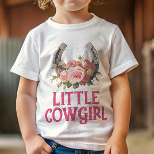 Camiseta Para Bebê Anúncio de Gravidez de Bebê Cowgirl Floral