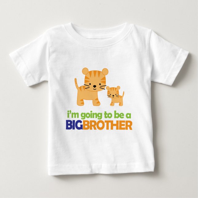 Camiseta Para Bebê Anúncio de gravidez do Big Brother Tiger T-shirt (Frente)