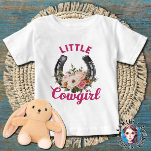 Camiseta Para Bebê Anúncio de Gravidez Tema Caubói Menina